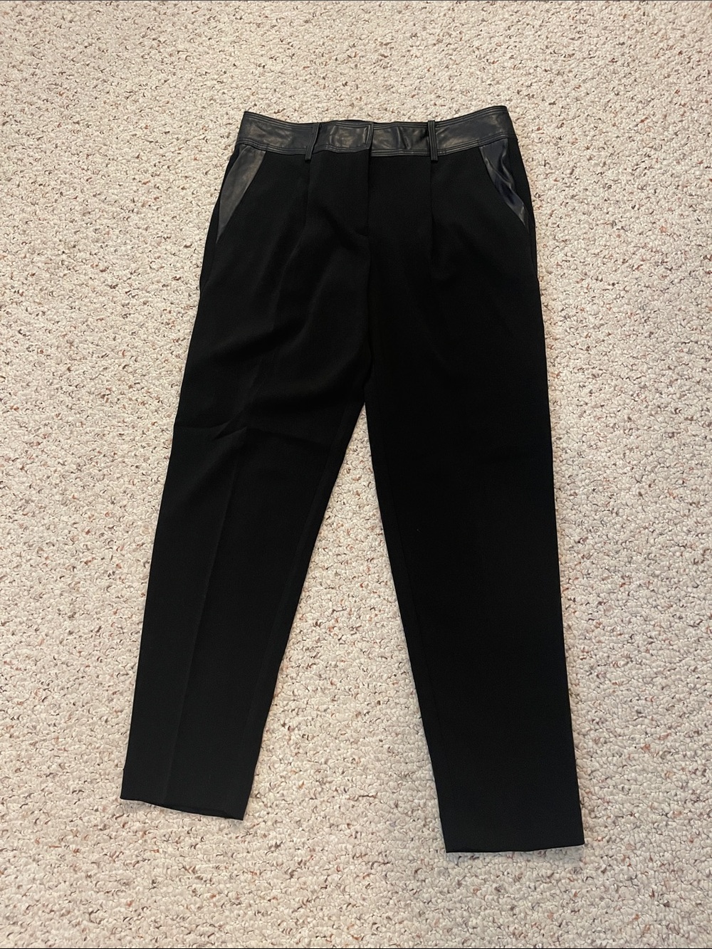 Ann Taylor Black Men's Dress Pants with Faux Leather Trim